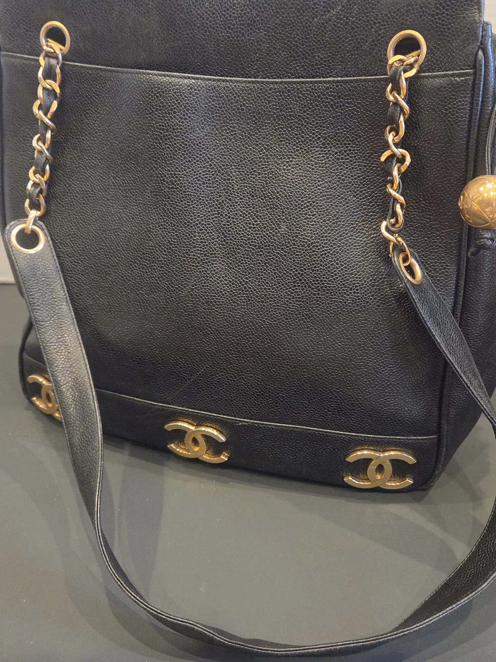Chanel Black Leather Chain-Handle Shoulder Bag